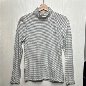 Striped Gray Turtleneck Top